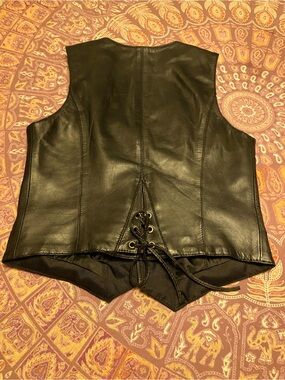 Lace up Back Women’s Zip Up Motorcycle Vest